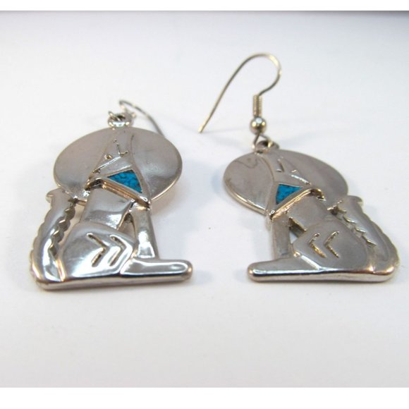 Vintage Howling Wolf Pierced Earrings - Picture 2 of 10